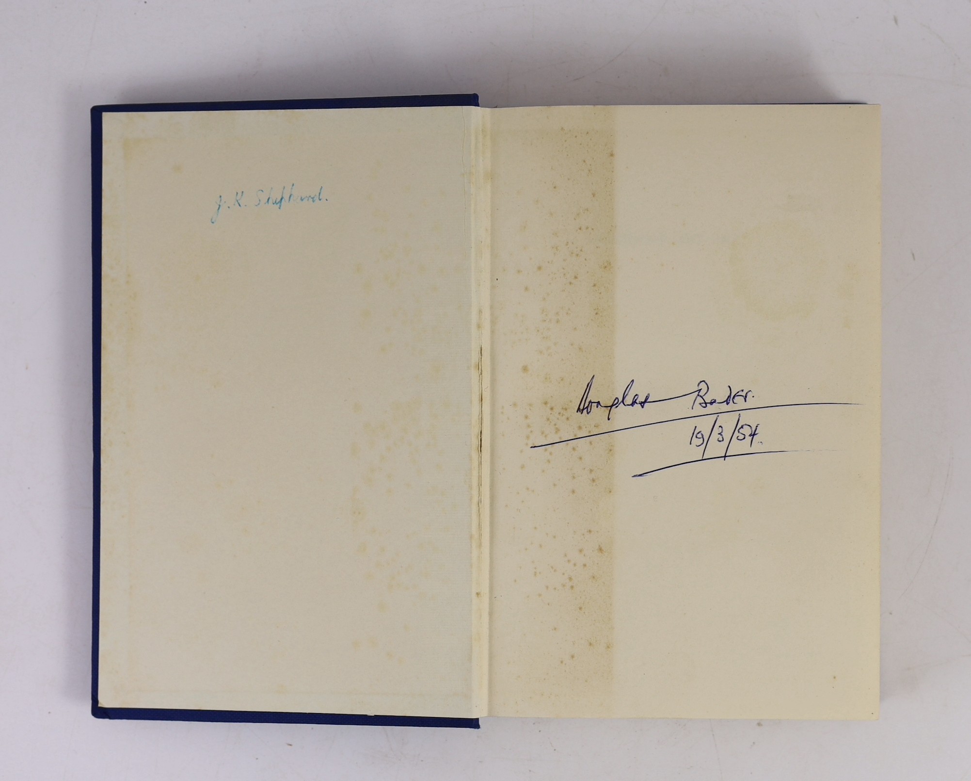 Brickhill, Paul - Reach For the Sky: Douglas Bader His Life Story, 8vo, cloth in unclipped d/j, signed by Douglas Bader, dated 19th March, 1954, Collins, London, 1954